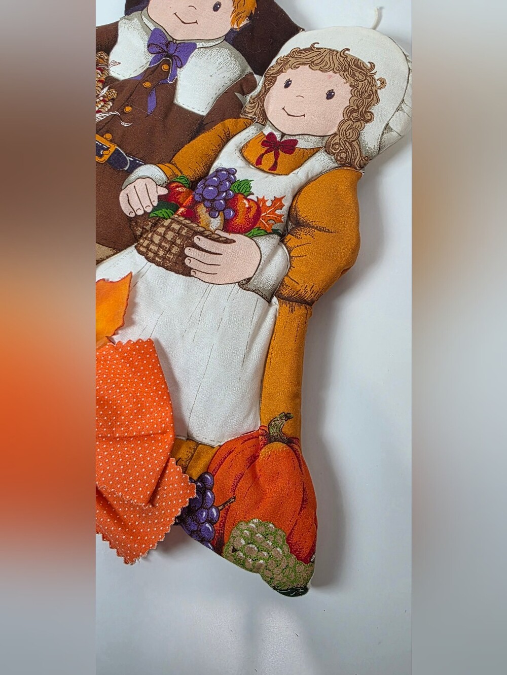 🎃 Vintage Cranston Print Works "Little Pilgrims" Hanging Decoration - Picture 3 of 4